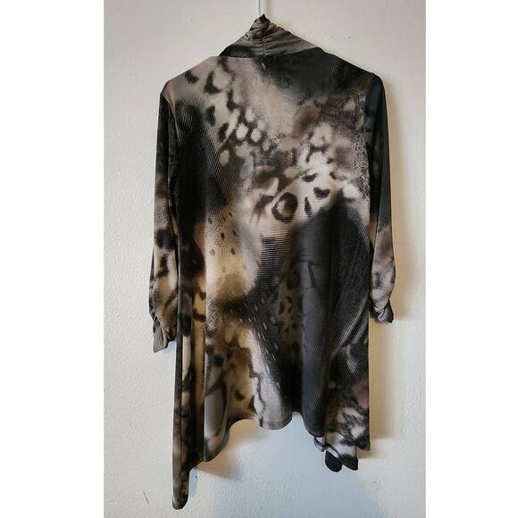 Clara Sun Woo Asymmetrical Sharkbite Hem 3/4 Ruched Sleeve Tunic XS - Picture 3 of 9